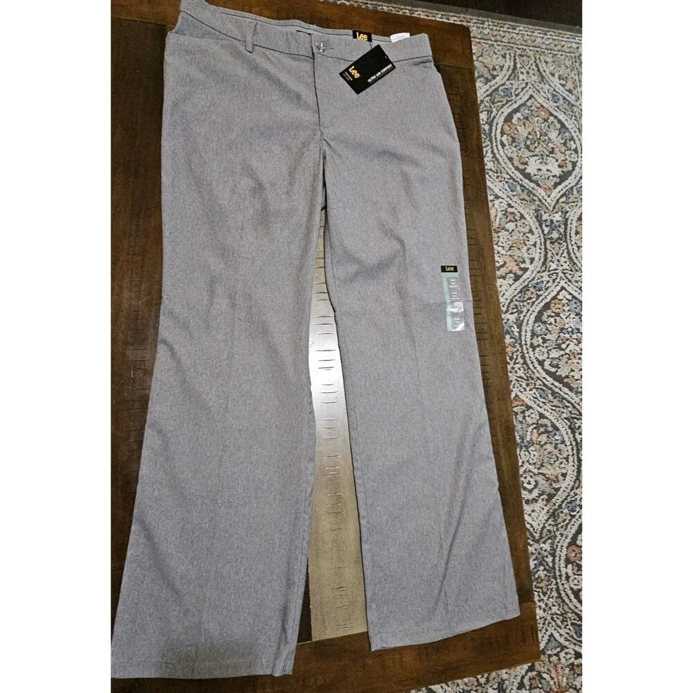 Lee  Pants  GrayWomen's  Flex Motion  Mid Rise Straight Leg Ash Heather  Sz 14 - Picture 2 of 10